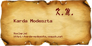 Karda Modeszta névjegykártya